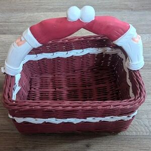 Vintage Santa Christmas Woven Basket Decor